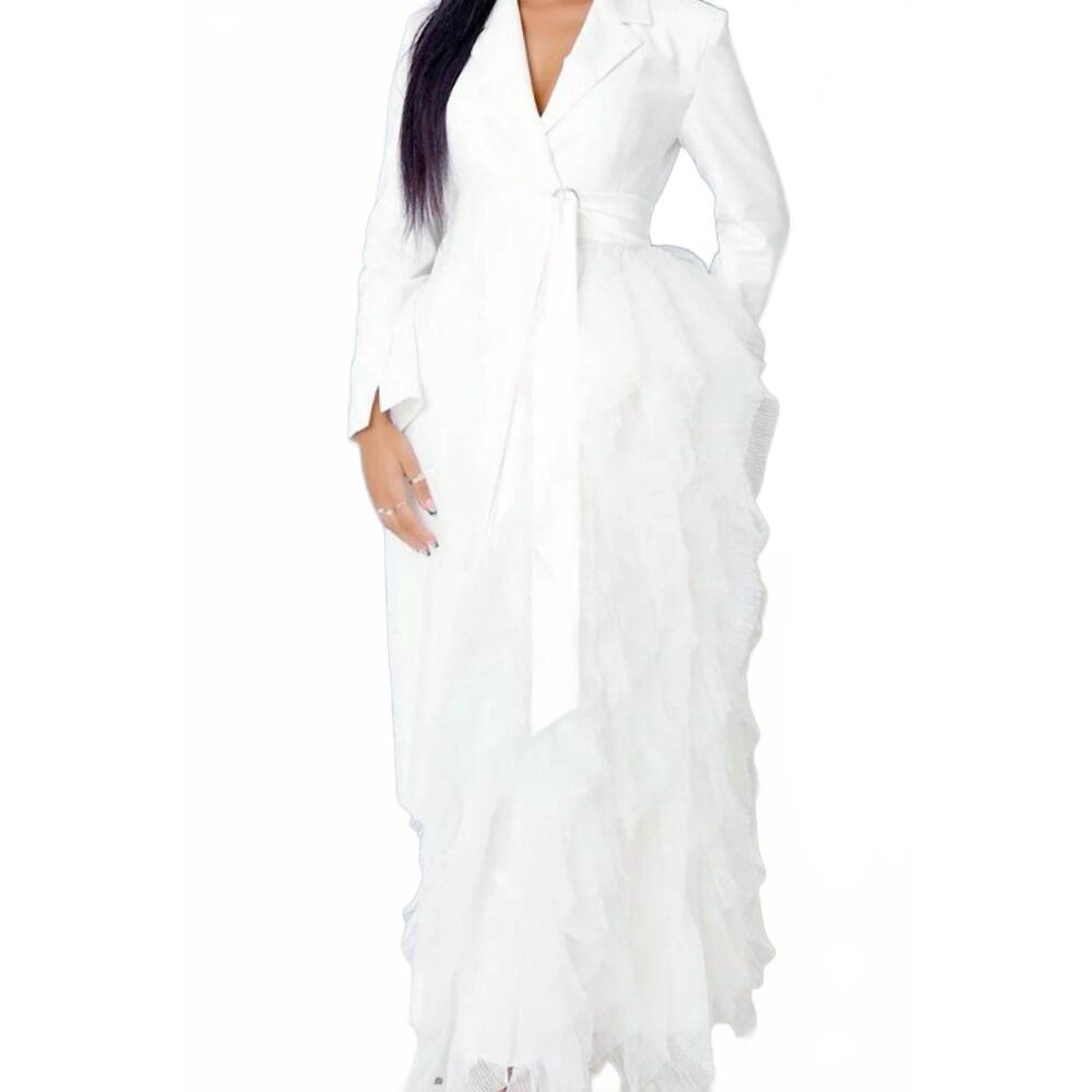NEW ATHINA side tulle detail dress jacket in white